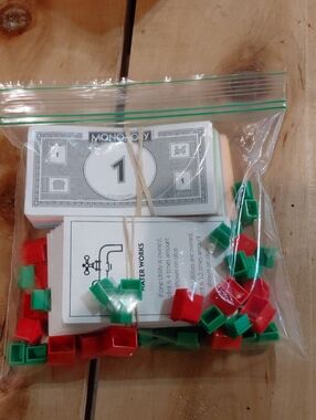 Monopoly Game Replacement Houses and Money - Red & Green